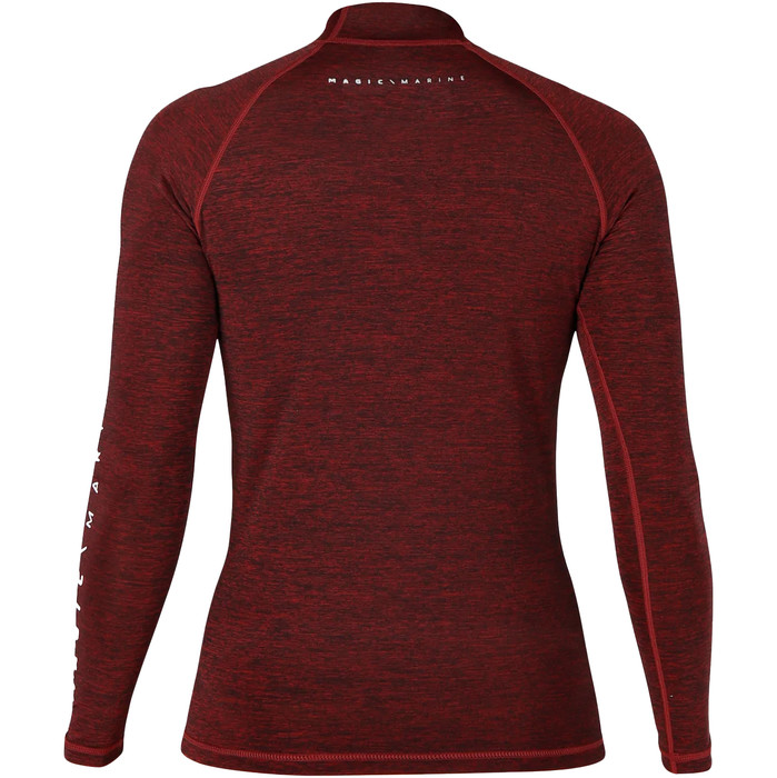 2023 Magic Marine Womens Cube Long Sleeve Rash Vest MM081011 - Red Melee